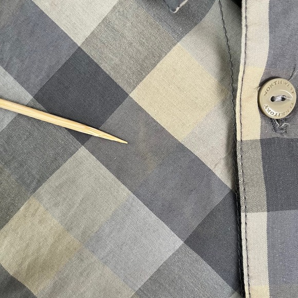 Northwest Territory Men's Shirt 4XL Blue Gray Plaid Long Roll Tab Sleeve Pocket - Picture 8 of 9